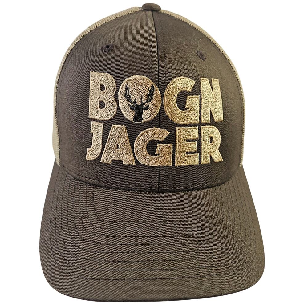 BOGN JAGER Brown Beige Embroidered Truckers Hat. Hunter. Ourdoors. Snapback‎